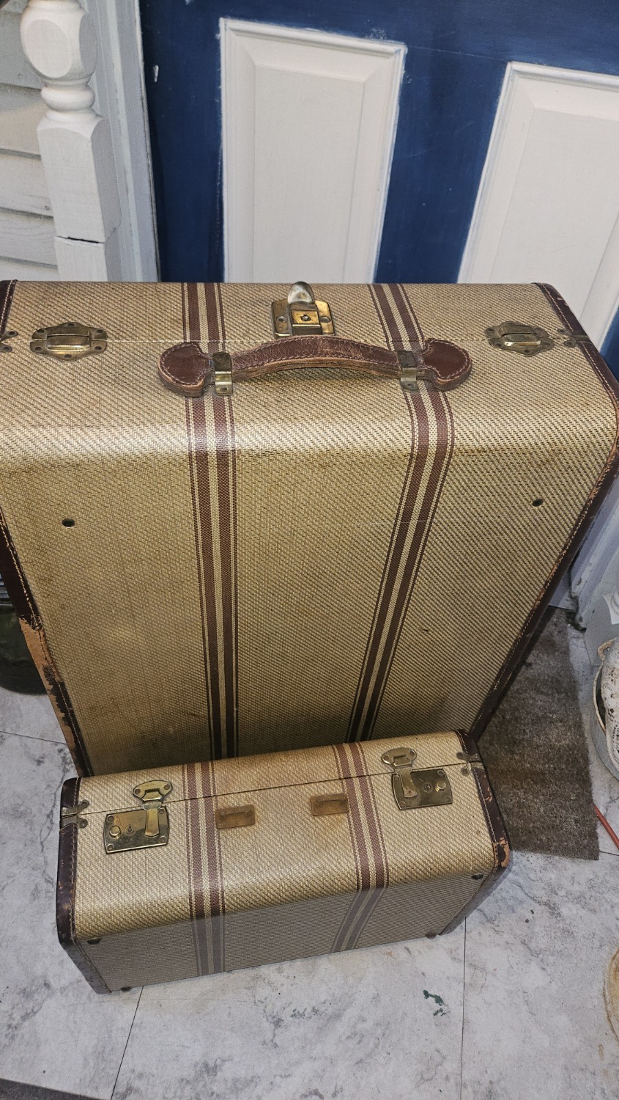 Retro Original 1940s Excellent Shape Excelsior 2 Pc Luggage Set Decor Or Use