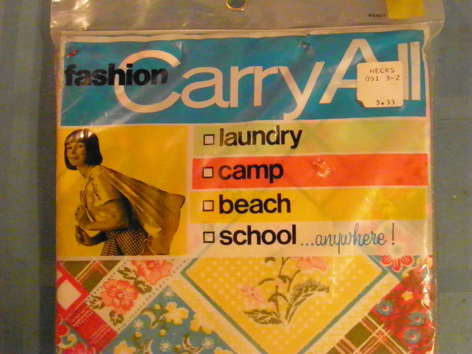 Vintage Fashion carry all bag NOS 1970s 22 inch by 30 inch Made in USA