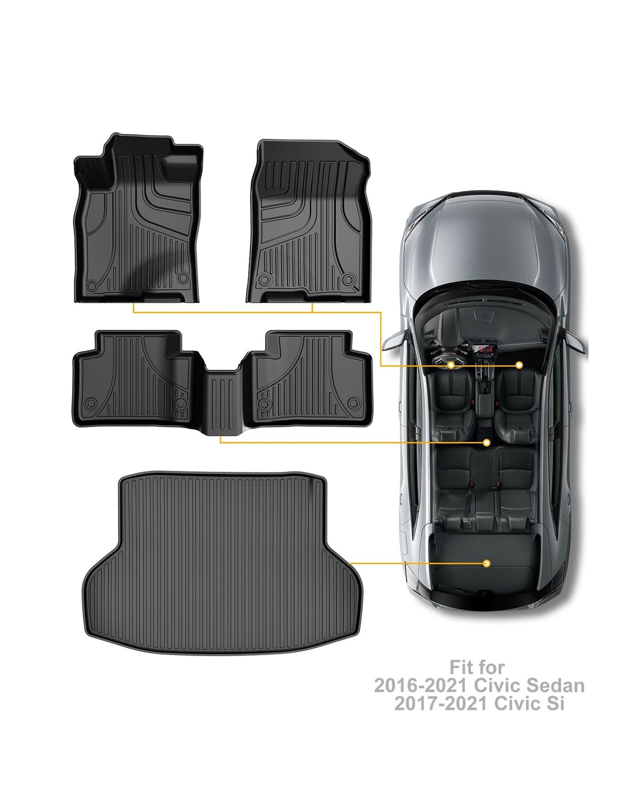 Floor Mats & Cargo Liner Only Fit for 2016-2021 Civic Sedan / 2017-2021 Civic…