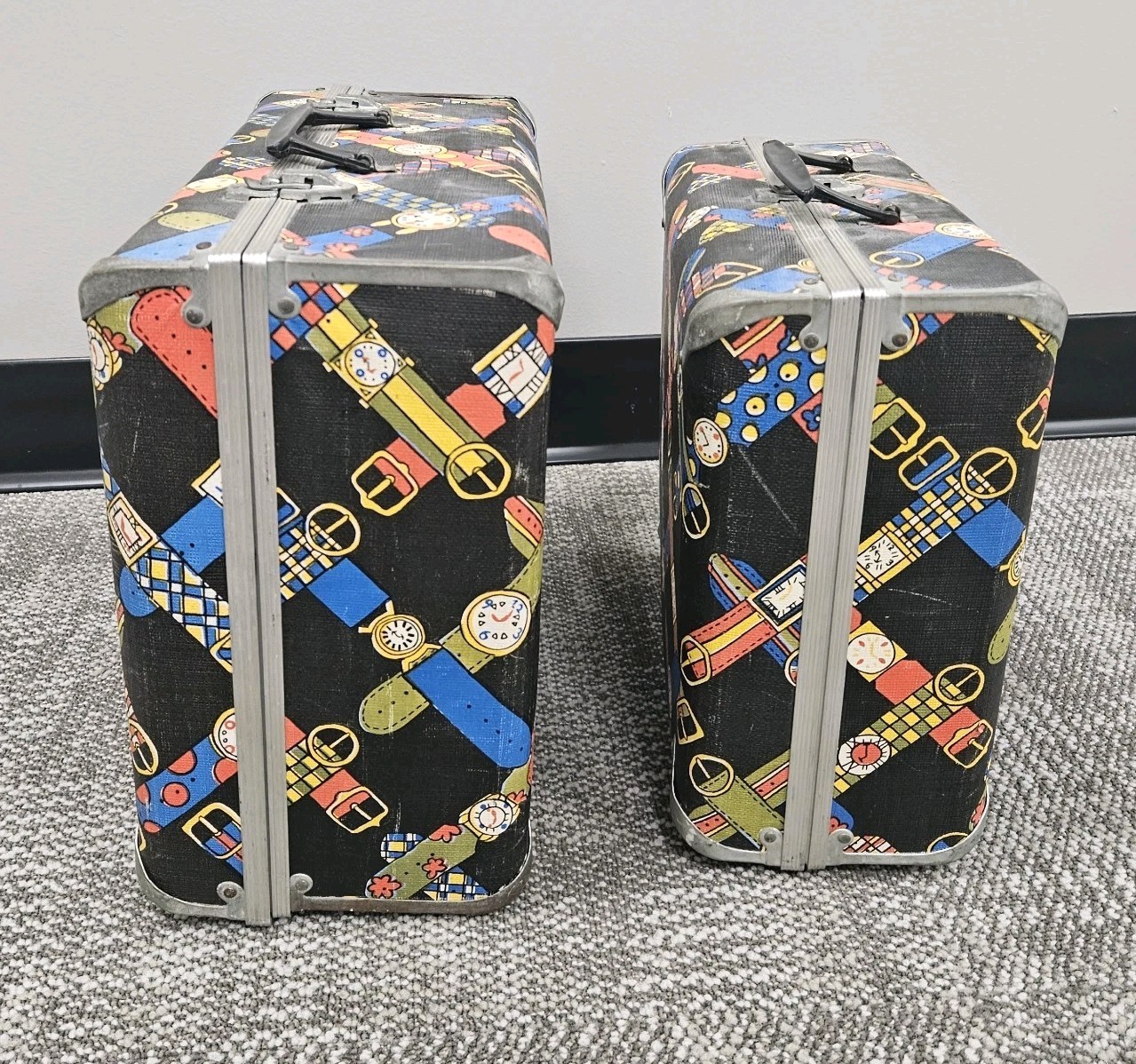 Vintage Colorful Lightweight “Wrist Watch” Design Suitcase Luggage Set Of 2