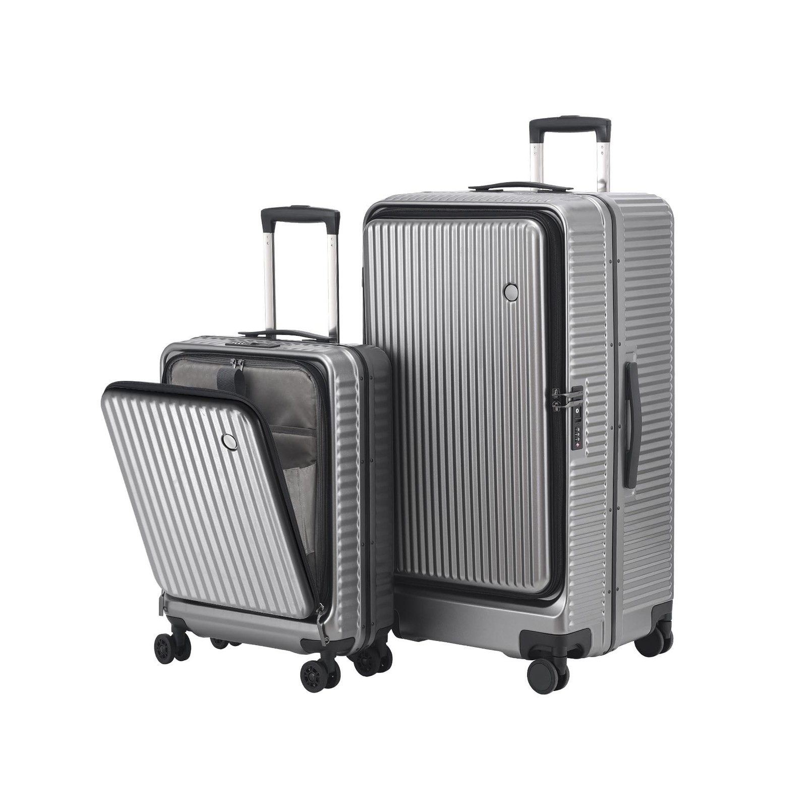 2 pieces 20/29 Aluminum Frame Carry On and Checked Luggage Set with Side Open…