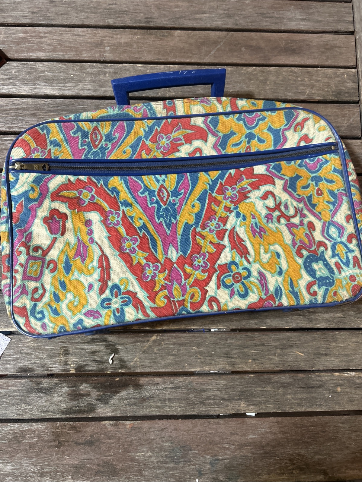 Japan Overnight Suitcase Retro Luggage Colorful Flowers Vintage No Key