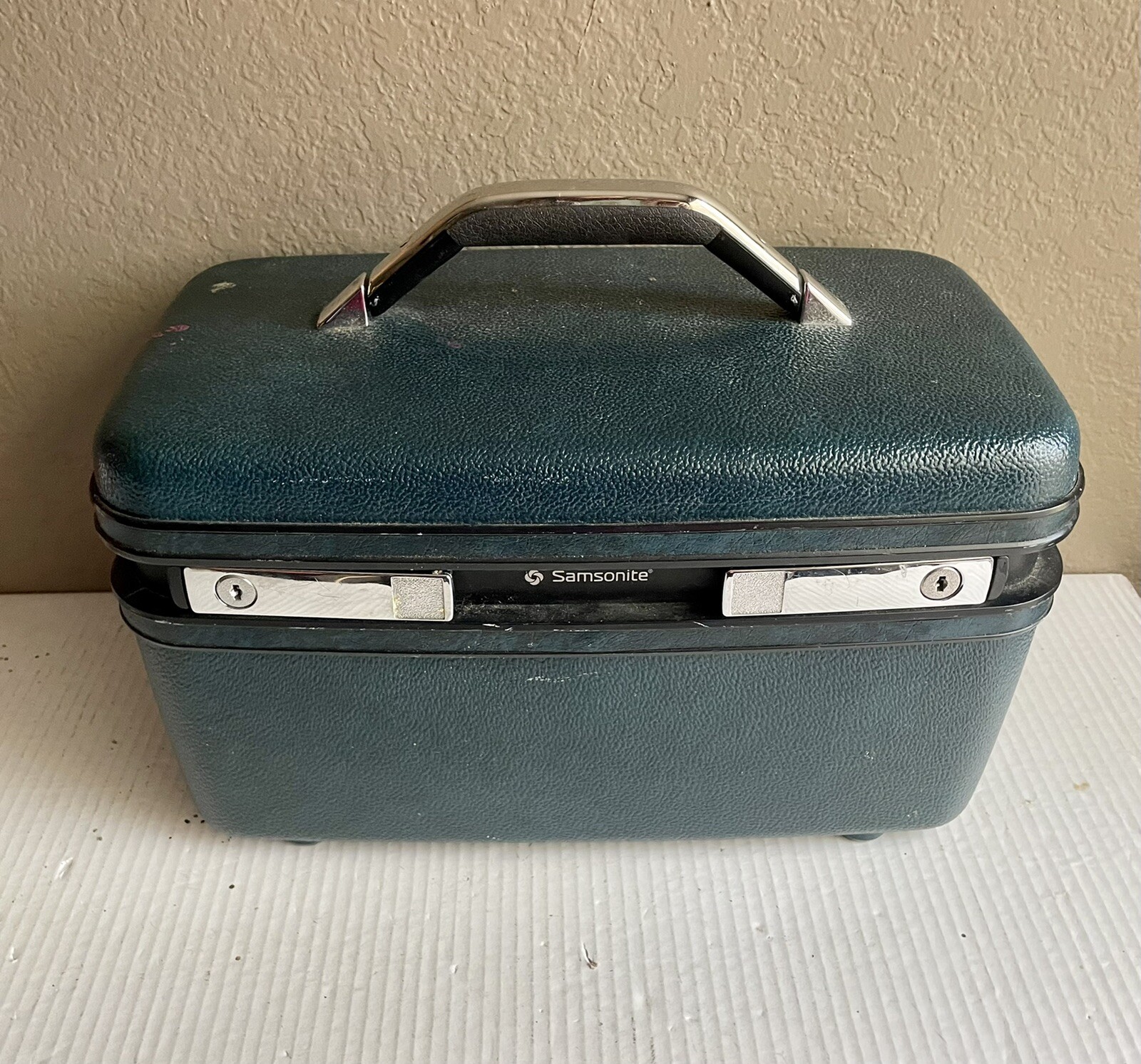 Vintage Teal Samsonite Profile Train Case Luggage Makeup – No Tray Key or Mirror