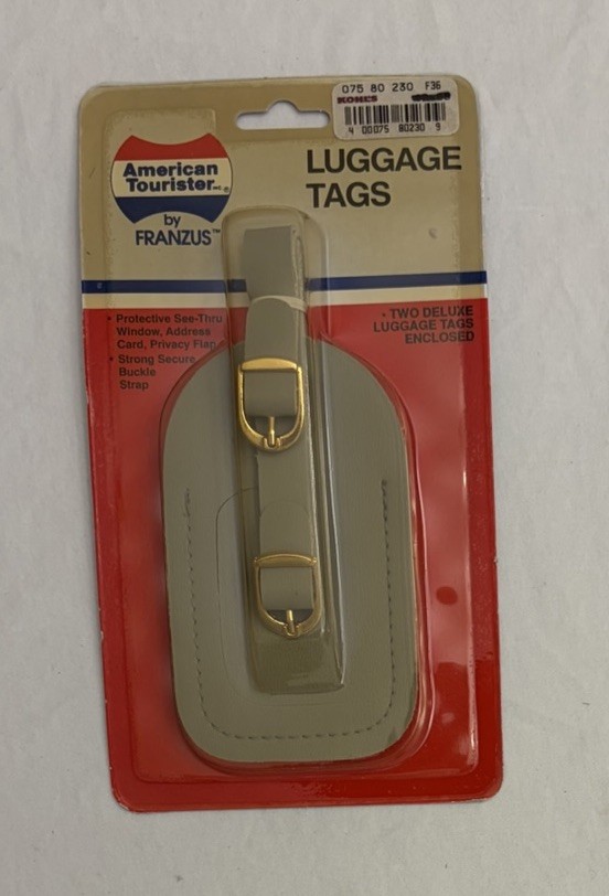 American Tourister by Franzus Deluxe Luggage Tags Two Pack Vinyl VINTAGE 1991