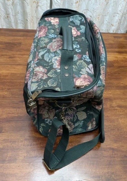 VTG 90s American Tourister 2 Luggage Set Floral Rose Tapestry Weekender Toiletry