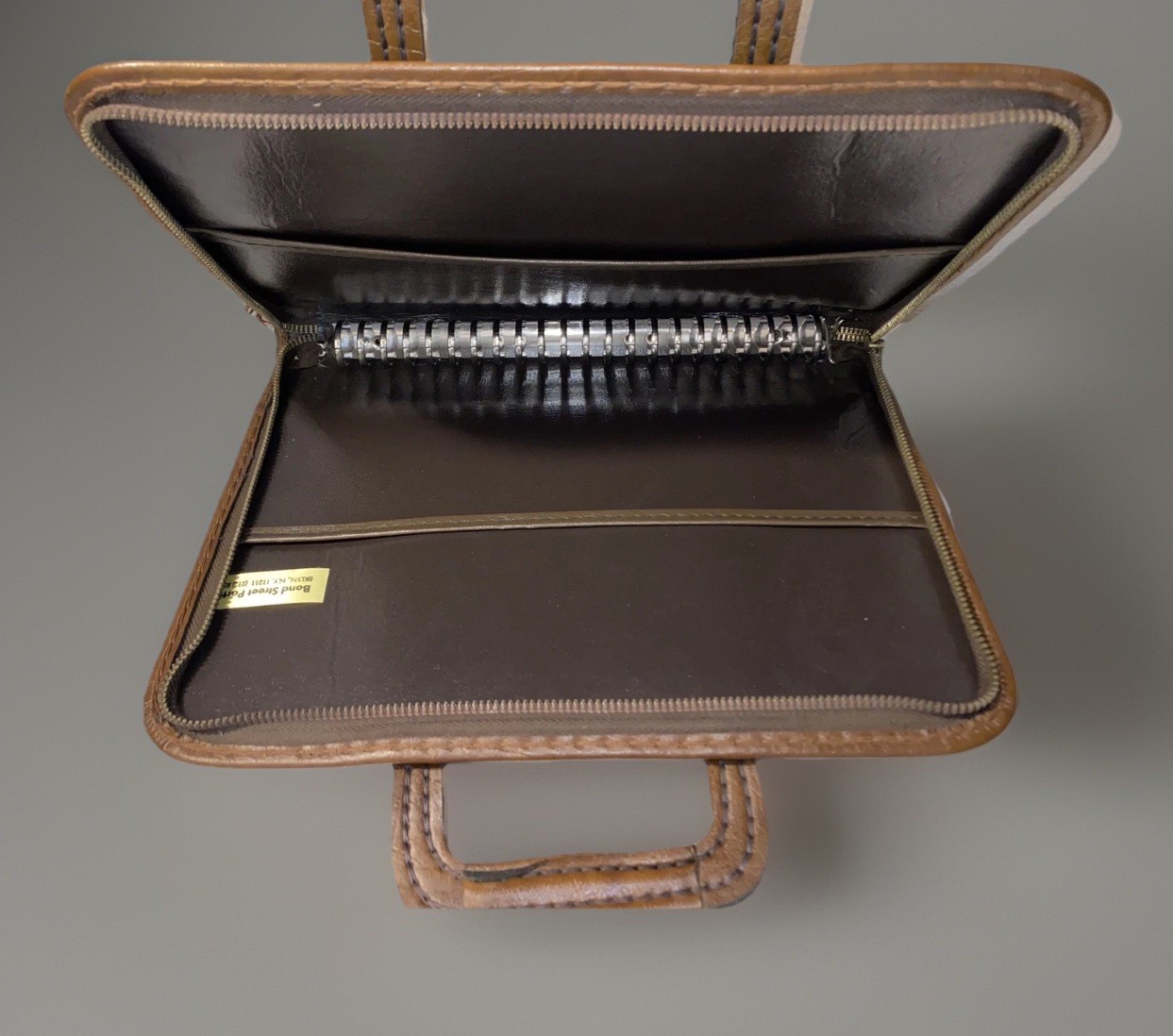Vintage Brown Vinyl Bond Street Portfolio Briefcase 1970s With Handles Zipper