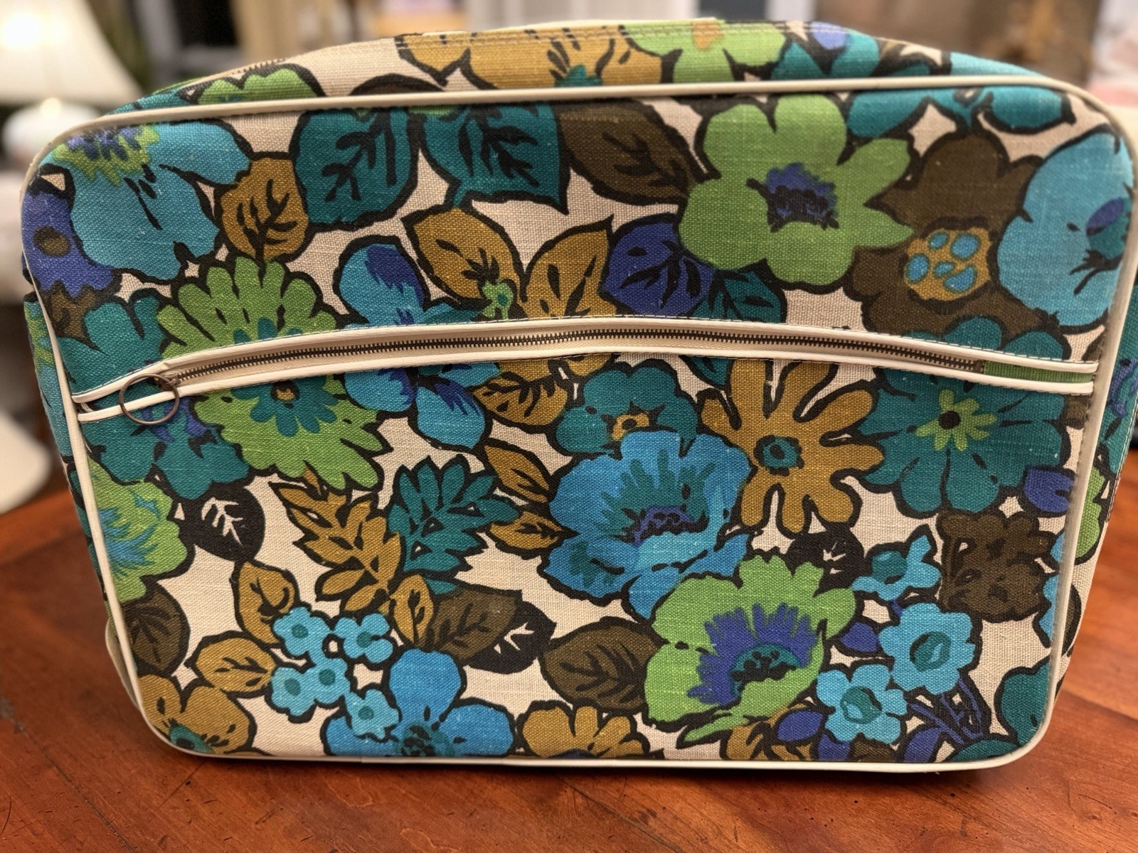 Vintage Bantam Travelware Floral Canvas Suitcase Mod 1970s Psychedelic