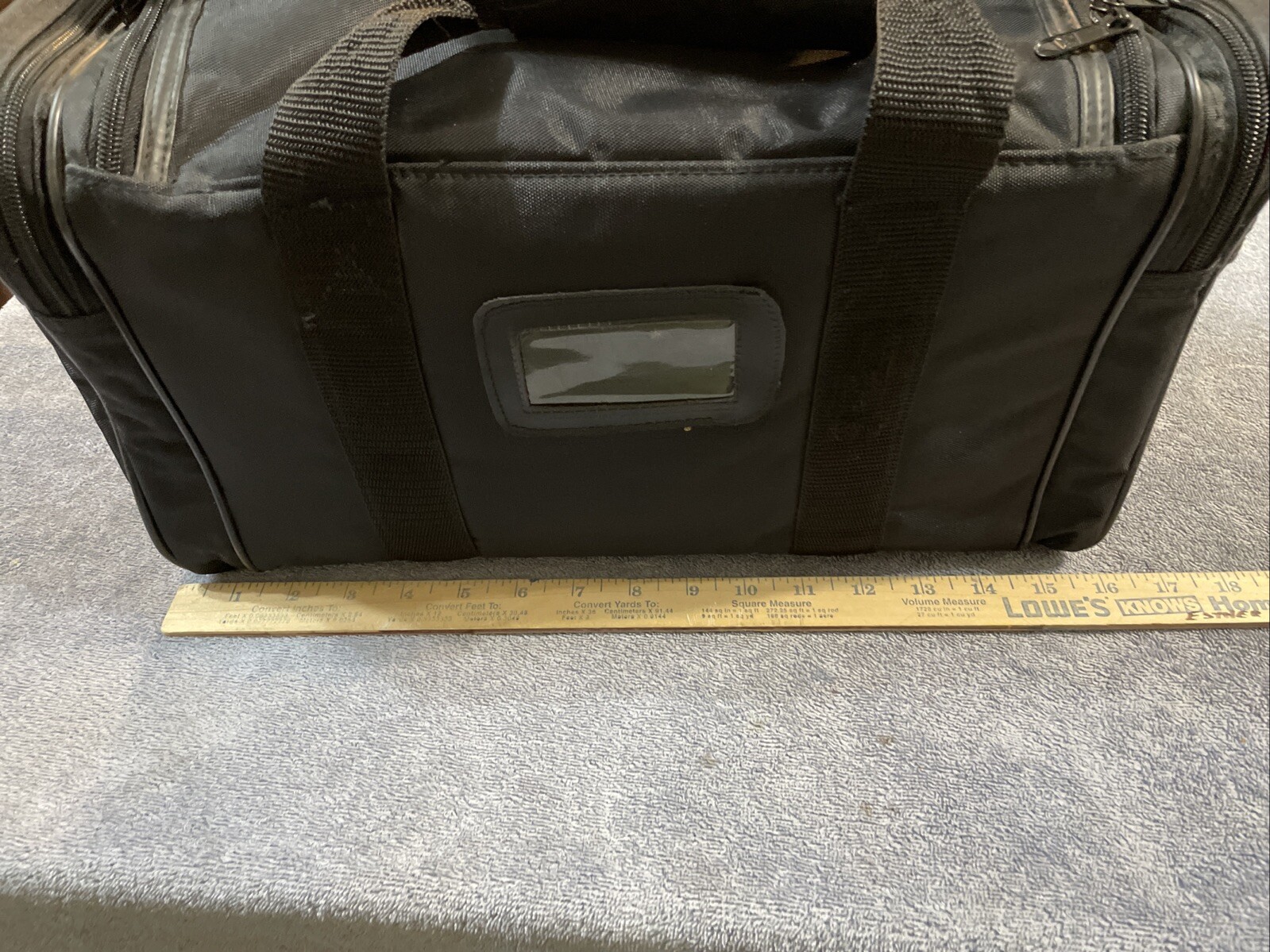 Vintage Camera Bag Carry On Duffle Bag Retro Black Bag Marked See Famous Emblem