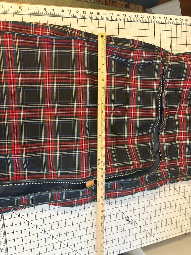 Vintage Tartan Plaid Hanging Suit Garment Bag – Leather Handle Original Hardware