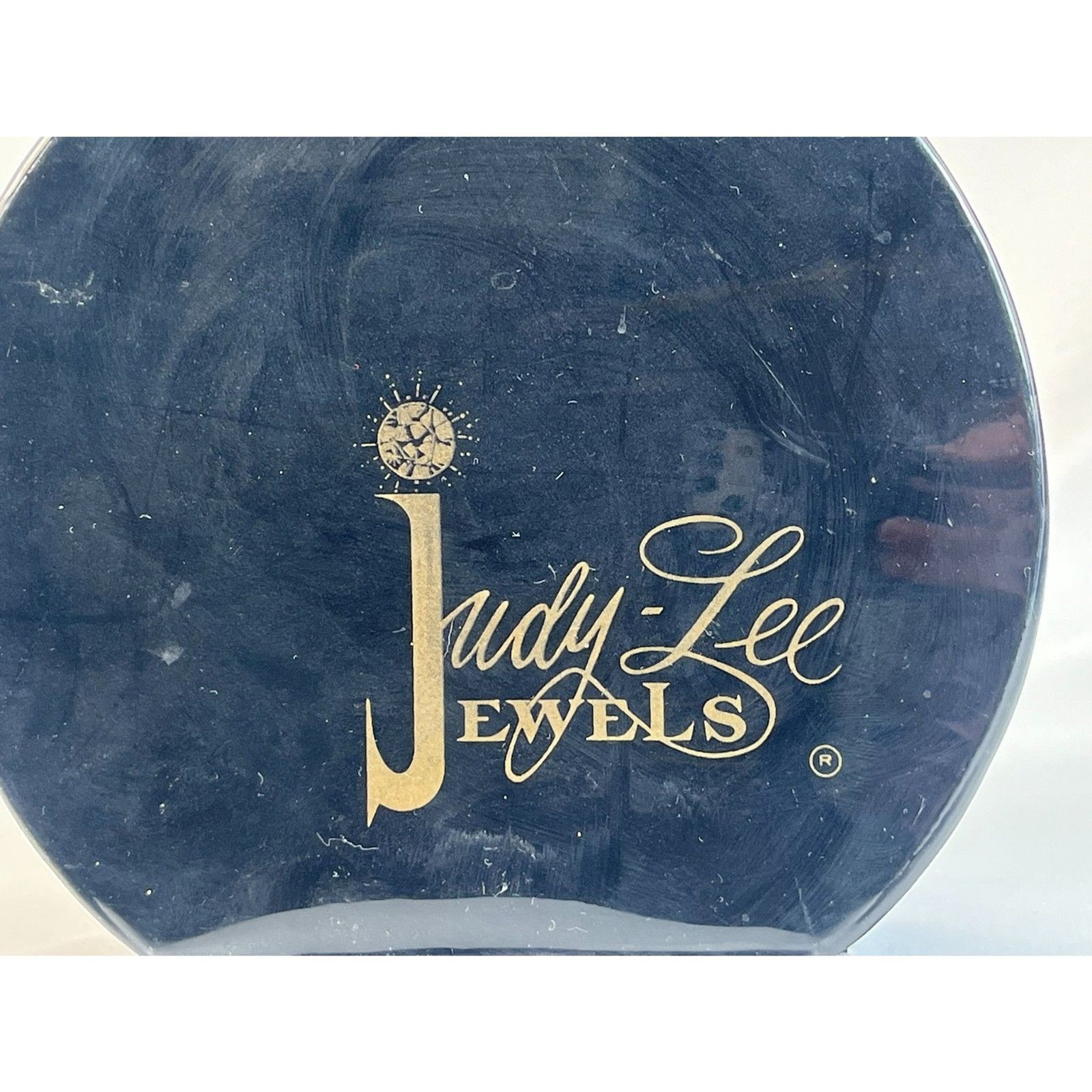 Vintage Judy Lee Jewels Black Patent Cosmetic Vanity Case Hat Box Mid Century