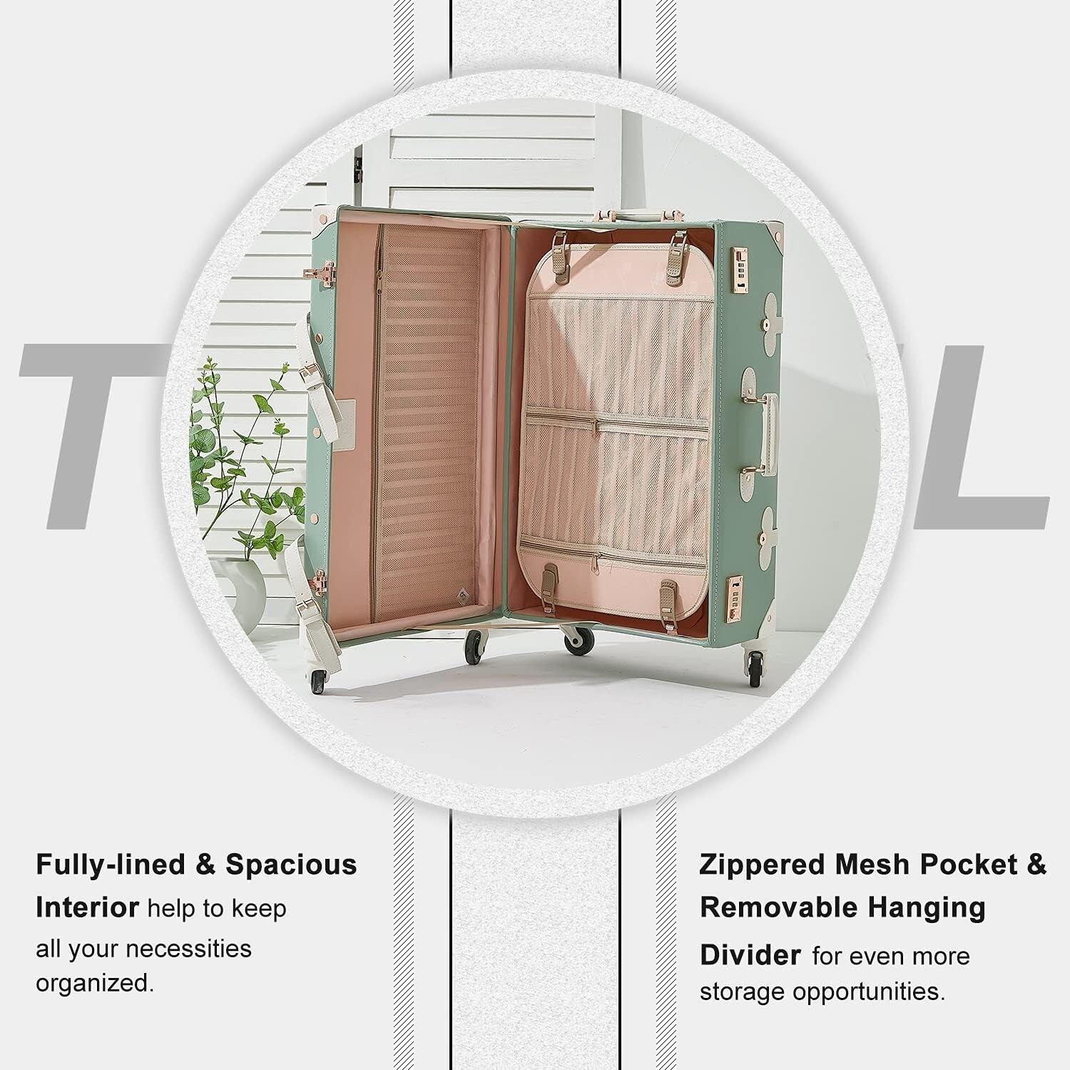 Woman Vintage Combination Suitcase Hard Shell Travel Trunk Luggage Train Bag