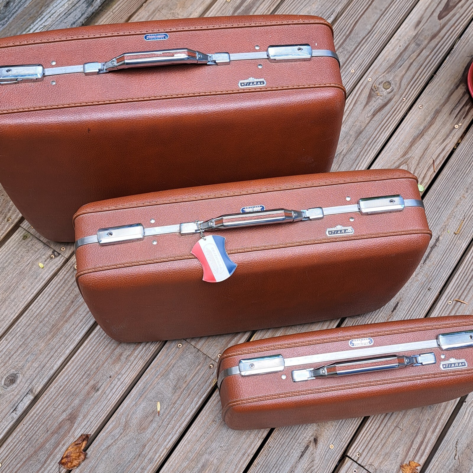 VTG American Tourister Tiara 3 pc Luggage Set Brown Suitcases & Rare Briefcase