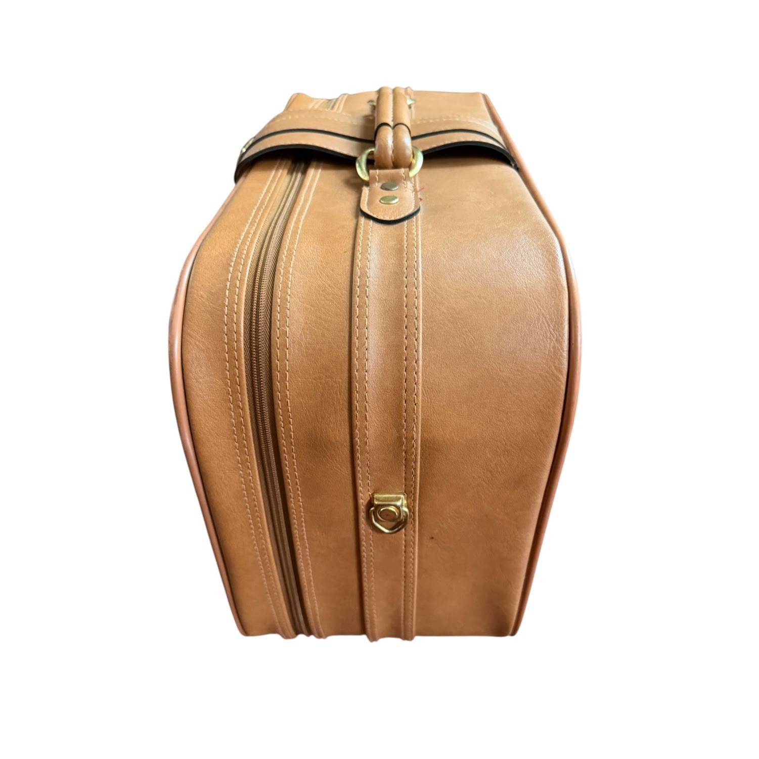 Vtg Imperial Soft Brown Faux Leather Overnight Suitcase with Buckle 20x13x8” EUC
