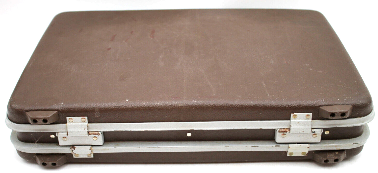 Classic Vintage Briefcase Hard Shell Case Brown Vinyl w/ Interior Folders Retro+