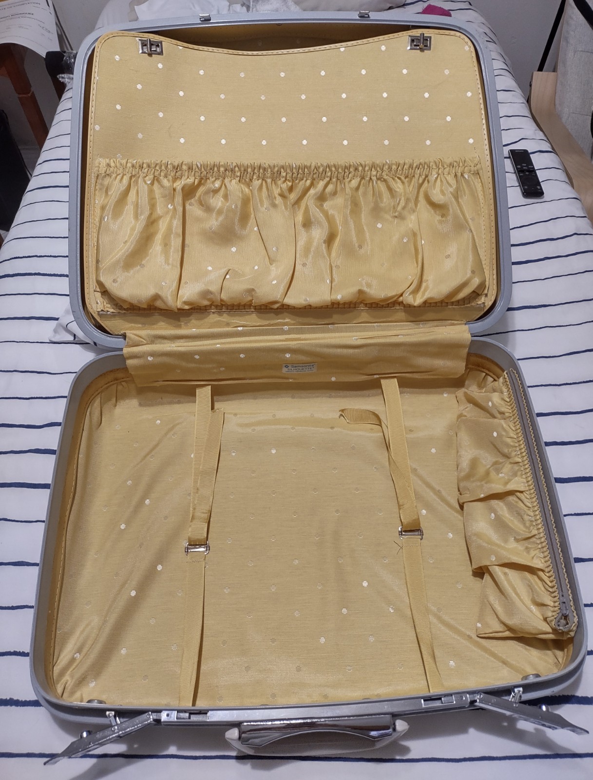 Samsonite SILHOUETTE-Samsonite Denver Corporation; Beige and Yellow inside.