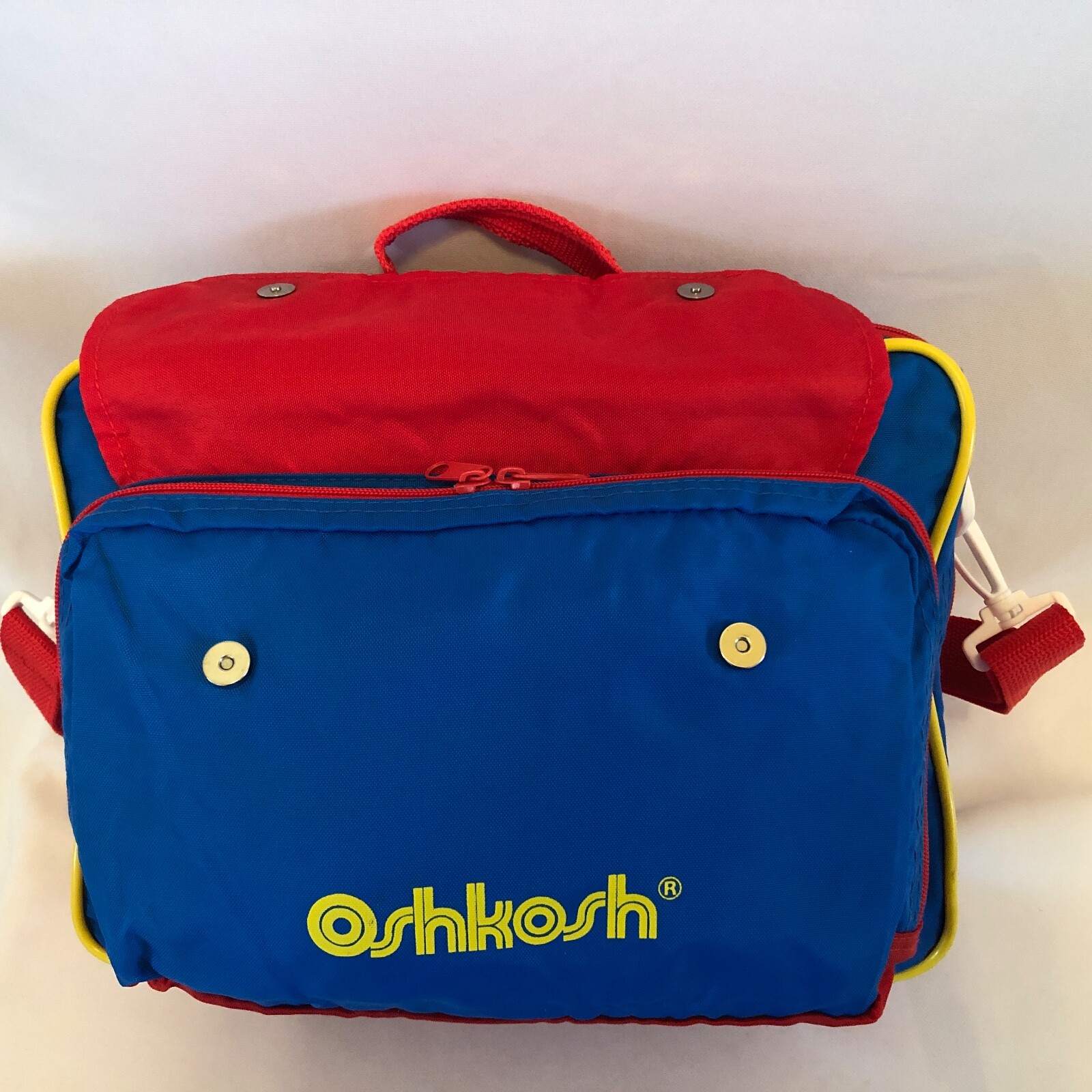 Oshkosh Kids Airway USA Travel Bag Nylon Red Yellow Blue Shoulder Strap Pockets