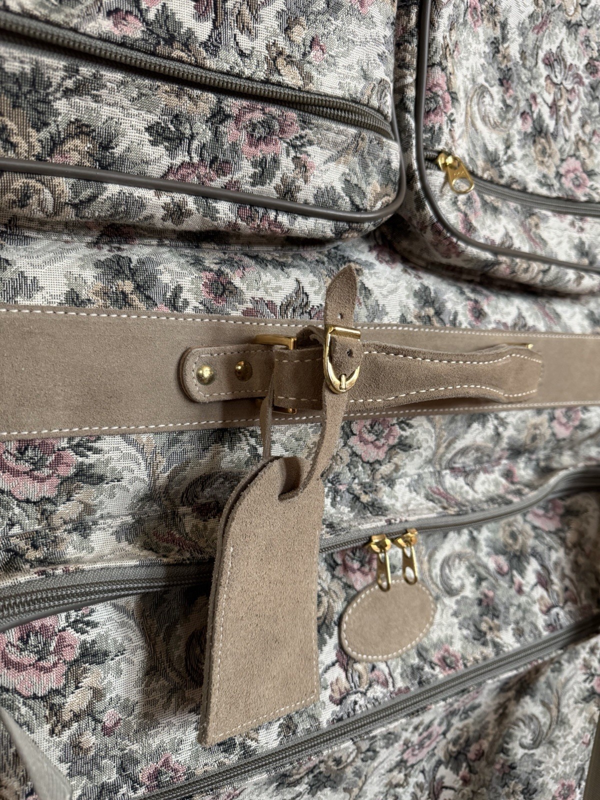 Vintage French Co Floral Tapestry Garment Bag Brocade Luggage USA Made