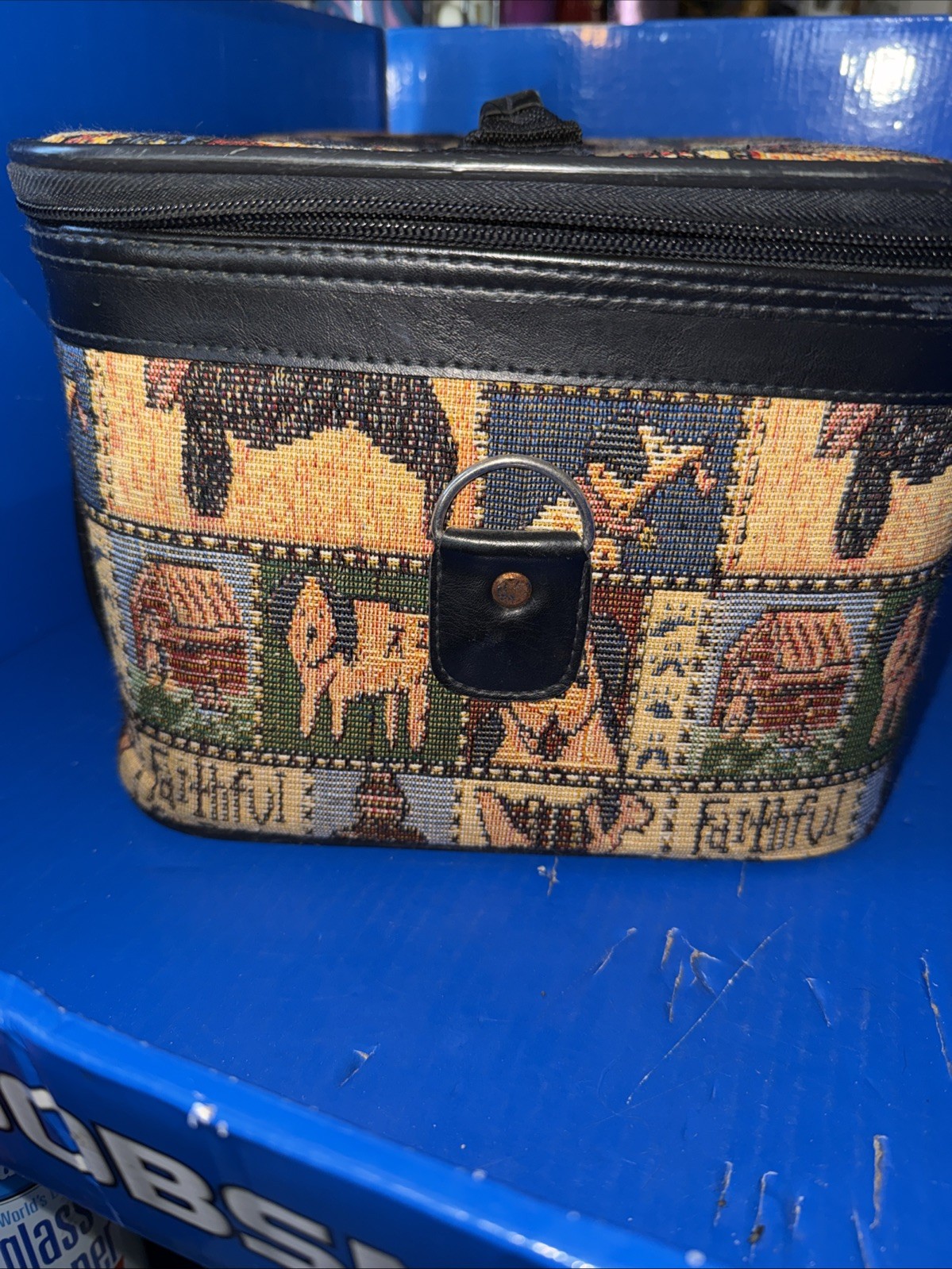 Vtg Faithful Companion Tapestry Scottie Dogs Train/Cosmetic Case! 12” X 7” EUC!