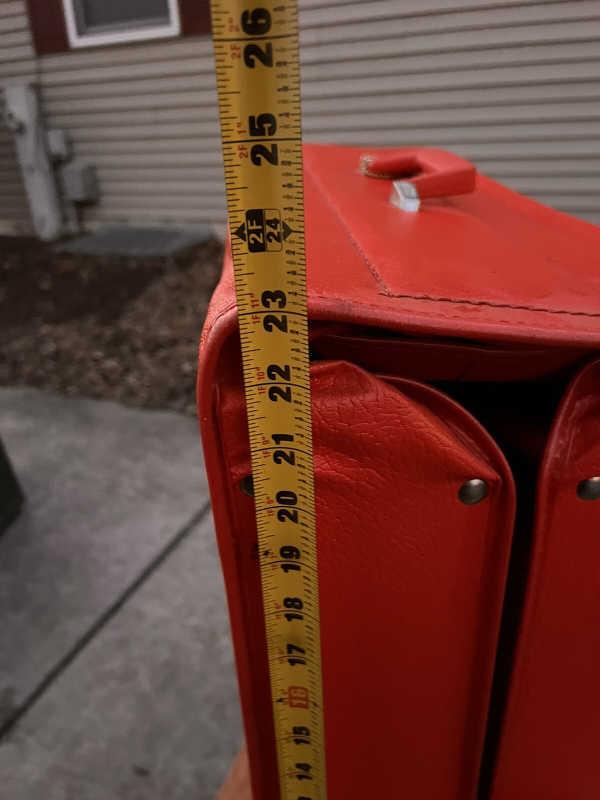 Vintage Faux Red Leather Sears Feather Lite Travel Suitcase Bag Luggage 24x10x23