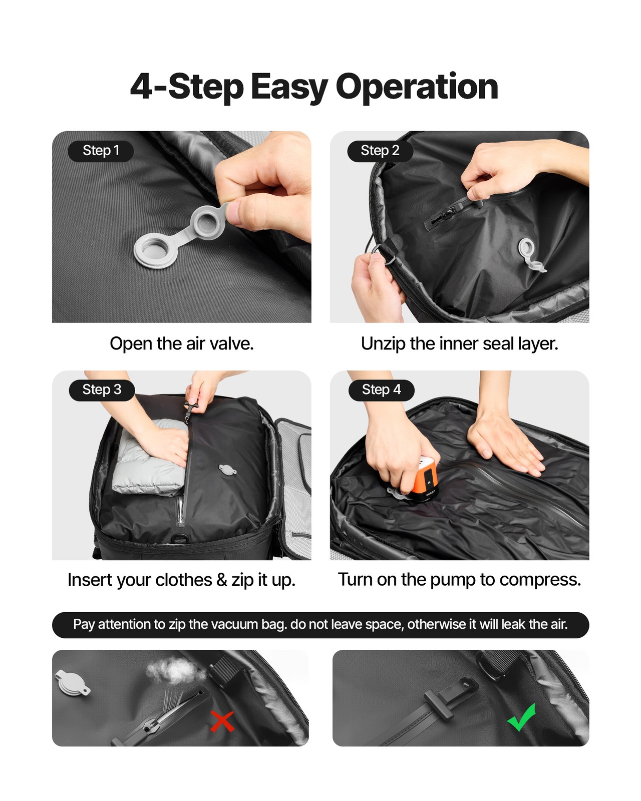 VEVOR Vacuum Travel Backpack 80L Vacuum Seal Compression Airback with Pump Black