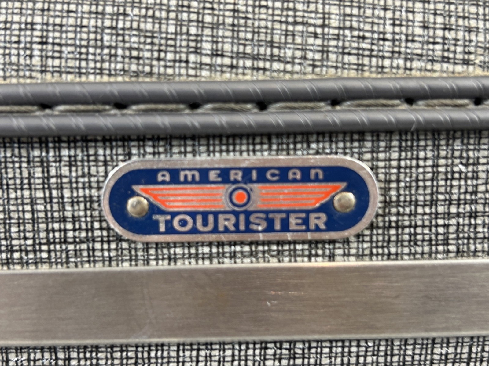 Vintage American Tourister Tiara GRAY Train Case Makeup w/ Mirror & Tray PROP