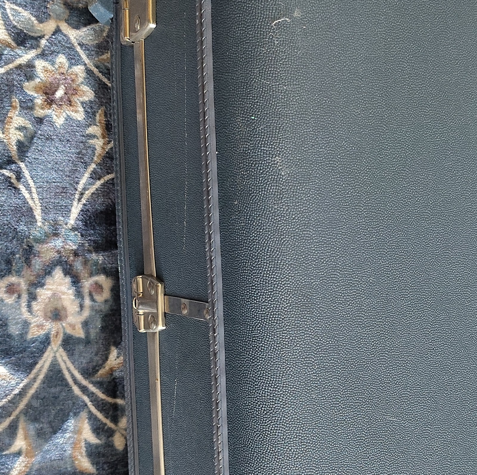 American Tourister Vintage Hard Shell Vinyl Blue Suitcase with Locking Feature