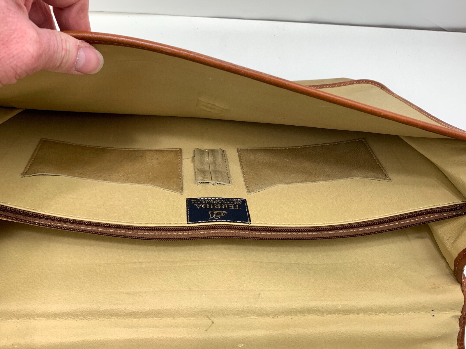 Vintage Tan Terrida Leather Briefcase Professor Doctor Lawyer Ba – 18″x12″x4″