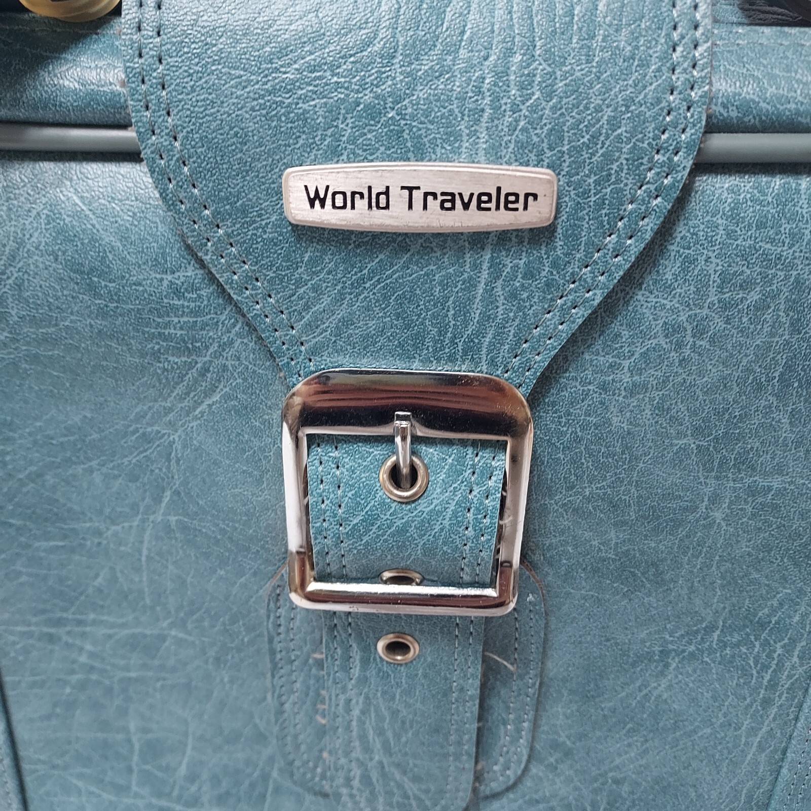 Vintage World Traveler Suitcase Soft Case Carrier Mid-Century Blue W/Lock & Keys