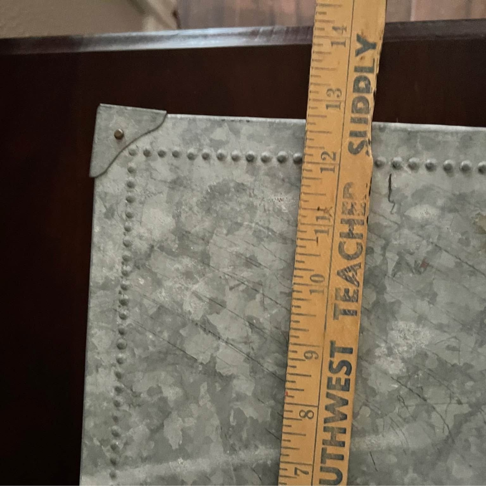 Vintage Aluminum Leather Handle Suitcase with Hasp Staple Closure for Locks