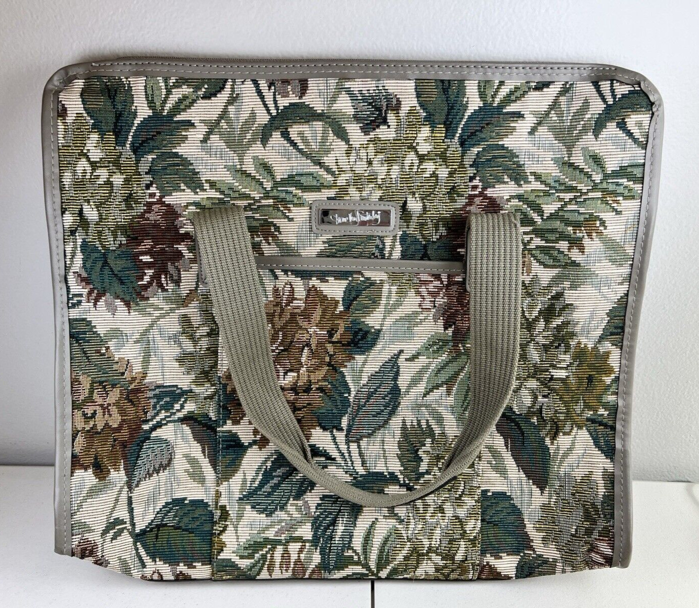 Diane von Furstenberg Vintage Gray Floral Tapestry Travel Bag Tote