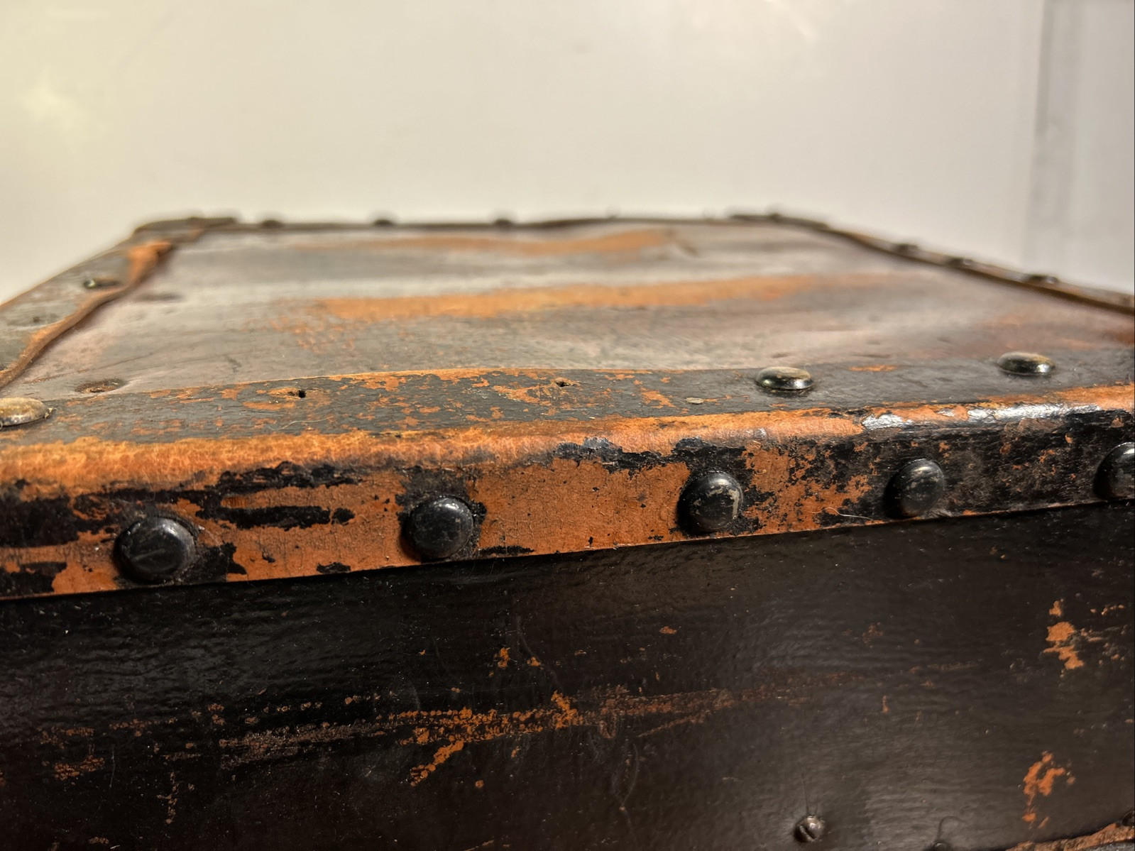 Vintage Tool Box Case Suitcase Hardboard Chipboard Luggage With Leather handle