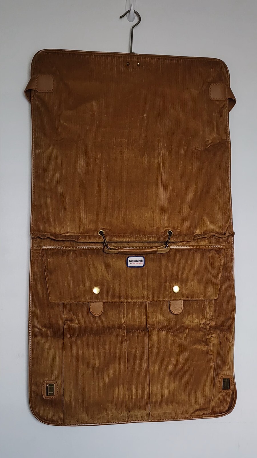 Vintage Garment Bag + 2 Metal Travel Hangers Action Pak By Samsonite 70’s