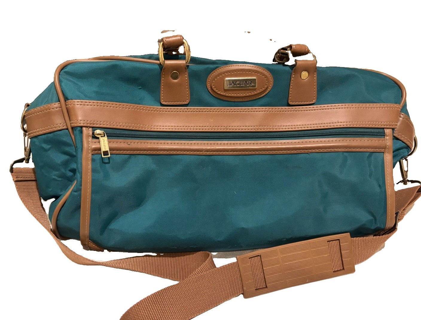 Jaguar Travel Bag Overnight Weekender Jade Green with Leather