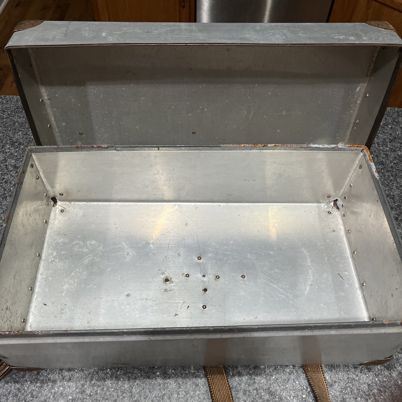 Vintage Aviator Travel Case – Airway Aluminum with Original Straps- 21” x 11.5”