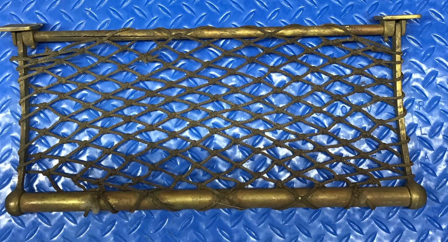 Vintage Brass Train Railway Railroad Luggage Hat Storage Rack Net Shelf
