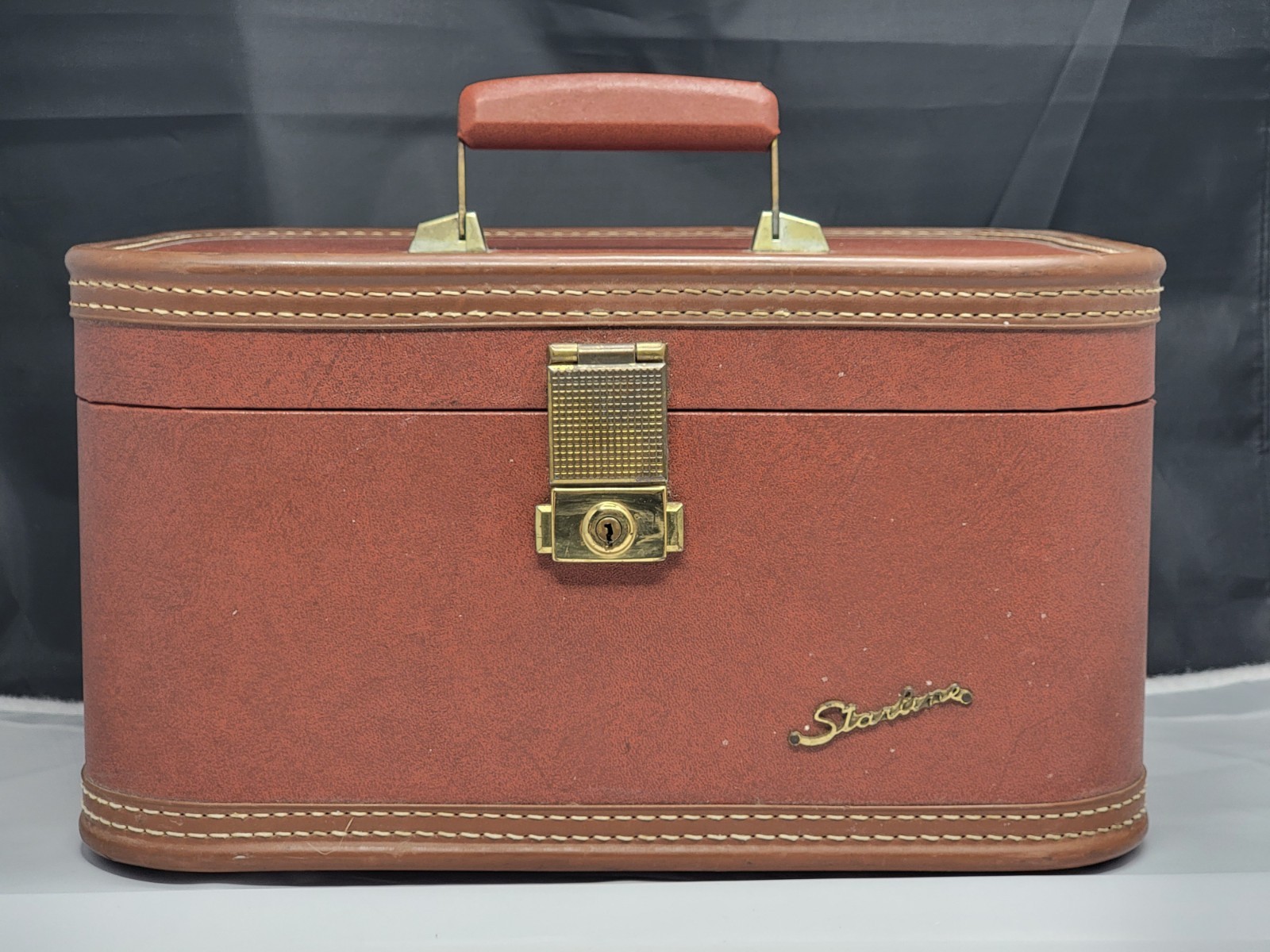 Starline Lady Baltimore Train Vanity Luggage Case Vintage Brown No Key or Tray
