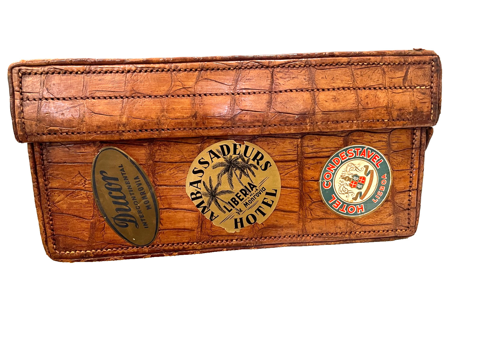 Rare Antique/Vintage Crocodile travel luggage by John Pound & Co, London