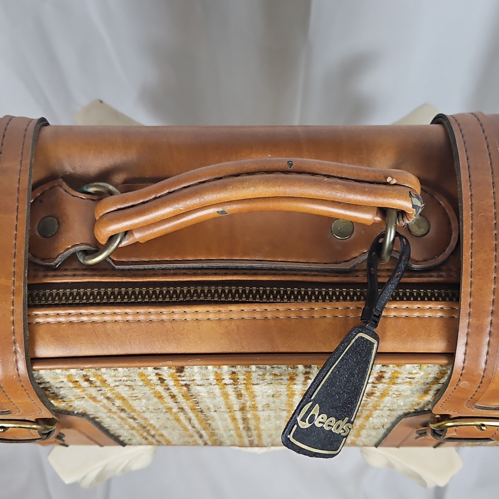 Vintage Hartmann tweed and leather suiccase