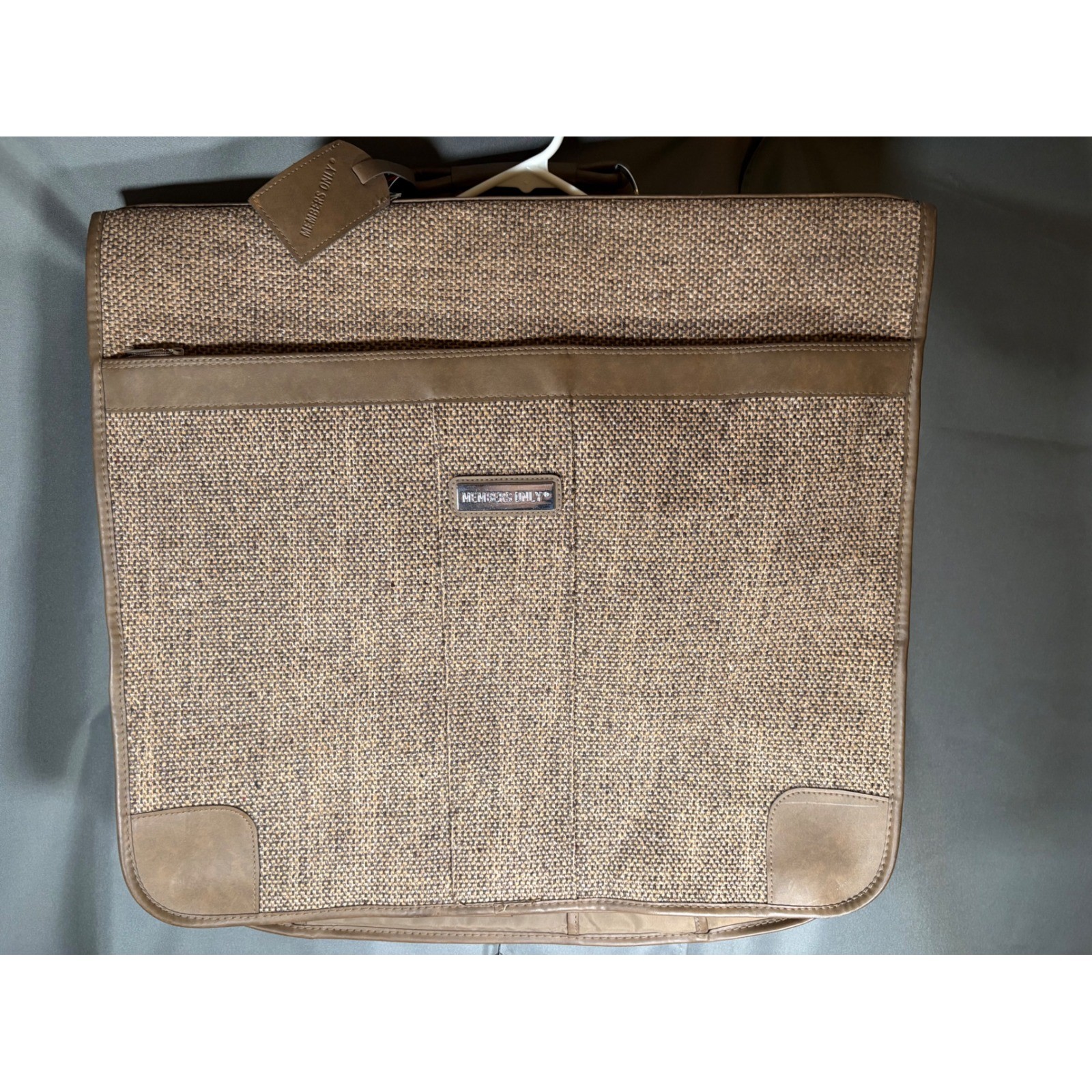 Vintage Members Only 3 Piece Luggage Set Brown Tweed Suitcase Garment Carry On