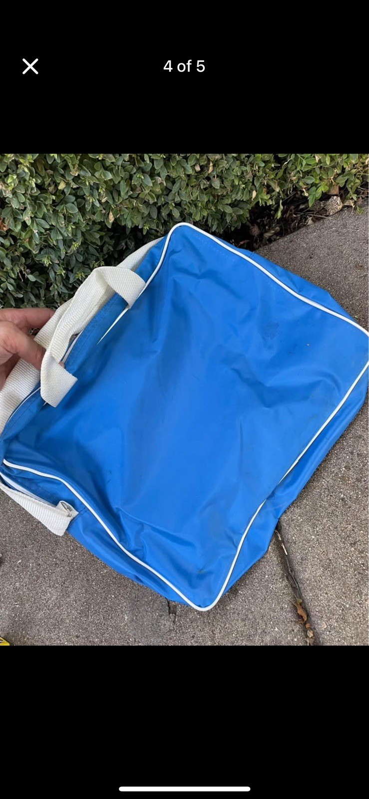 Vintage Santa Fe Carry Bag Duffle Blue and White Railroad NL