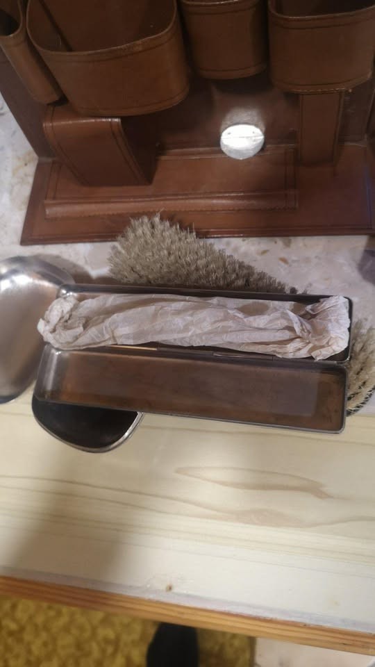 Vintage Embossed Leahter Gentlemen’s Travel Vanity Case, Fitted Interior