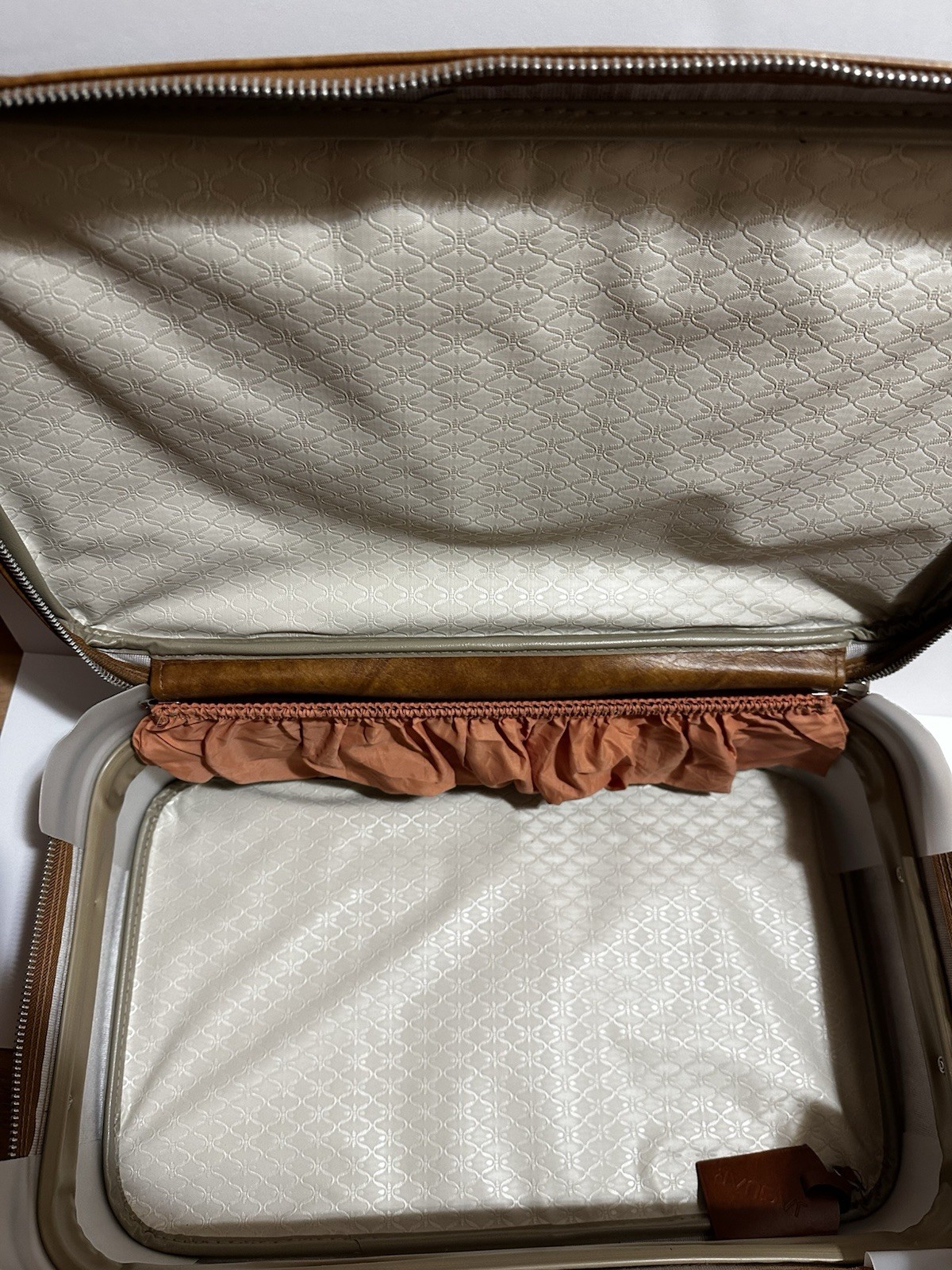 American Tourister Hard Faux Leather Brown Suitcase Locking Vintage 1970s