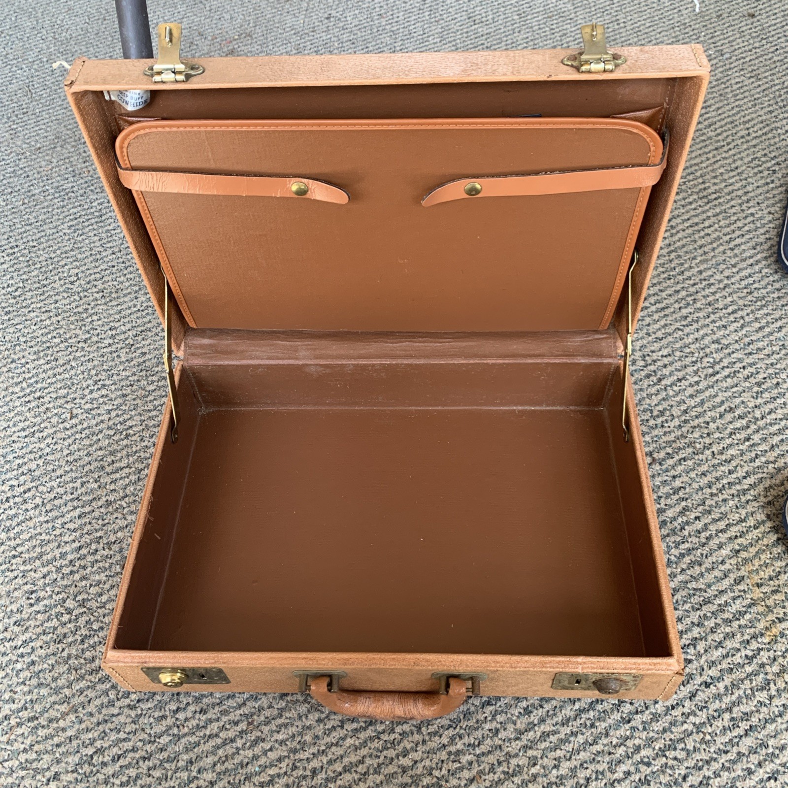 Vintage Hard Shell Leather Briefcase Genuine Deep Buff Cowhide