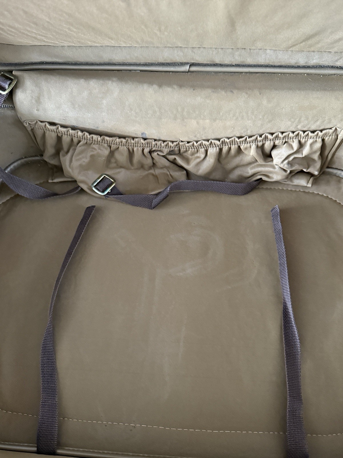 Verdi Vintage Tweed Travel Suitcase Luggage Brown Leather Prop Decor