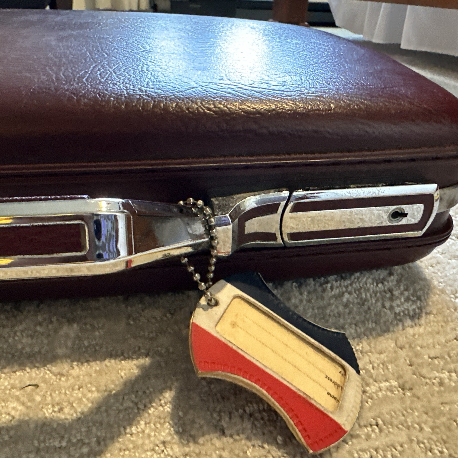 Vintage American Tourister Maroon Patent Leather Hard Shell Briefcase Maroon