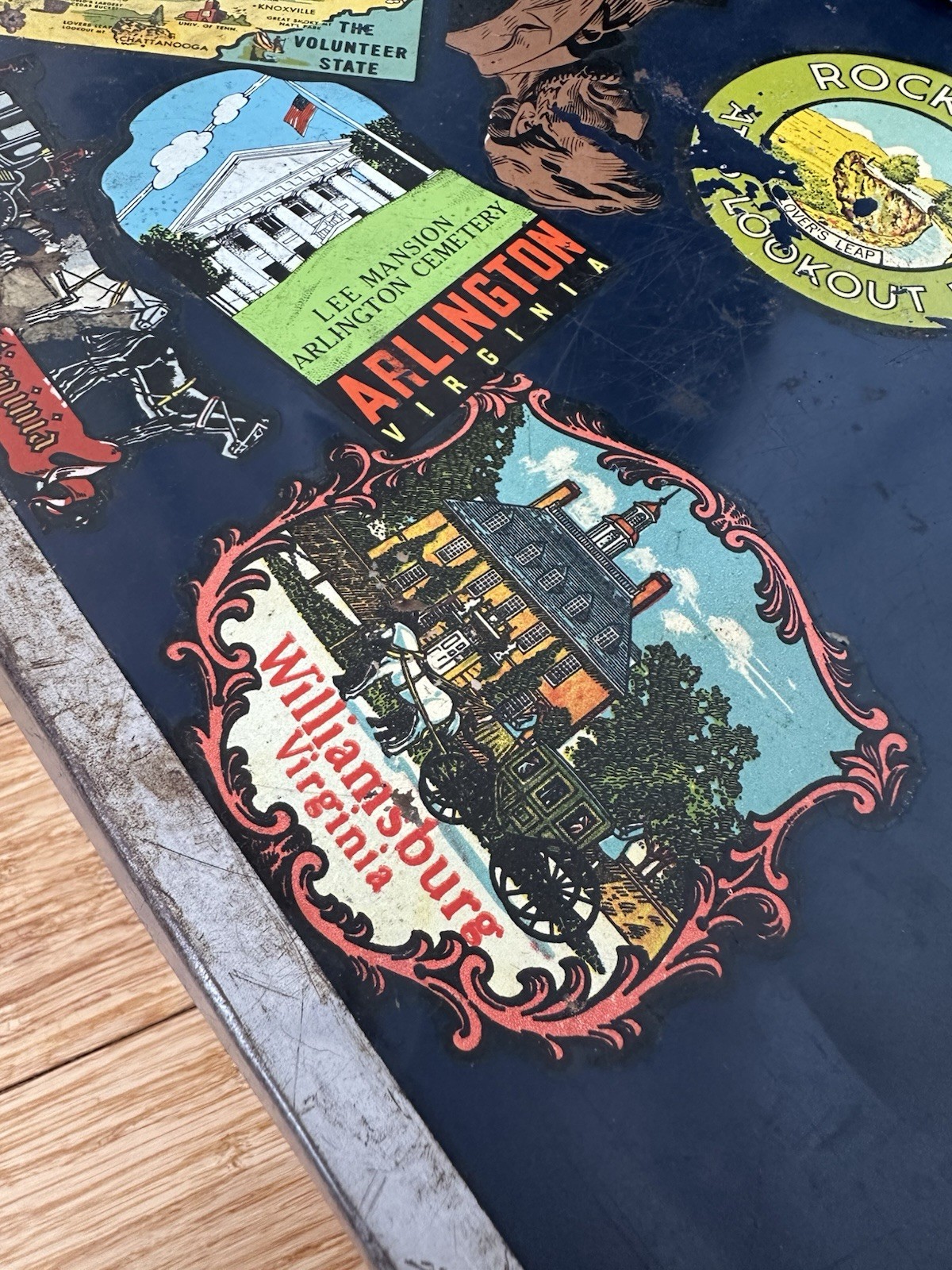 Vintage Travel Sticker Suitcase Train Case 25 Decals Chicago Canada Mid Century
