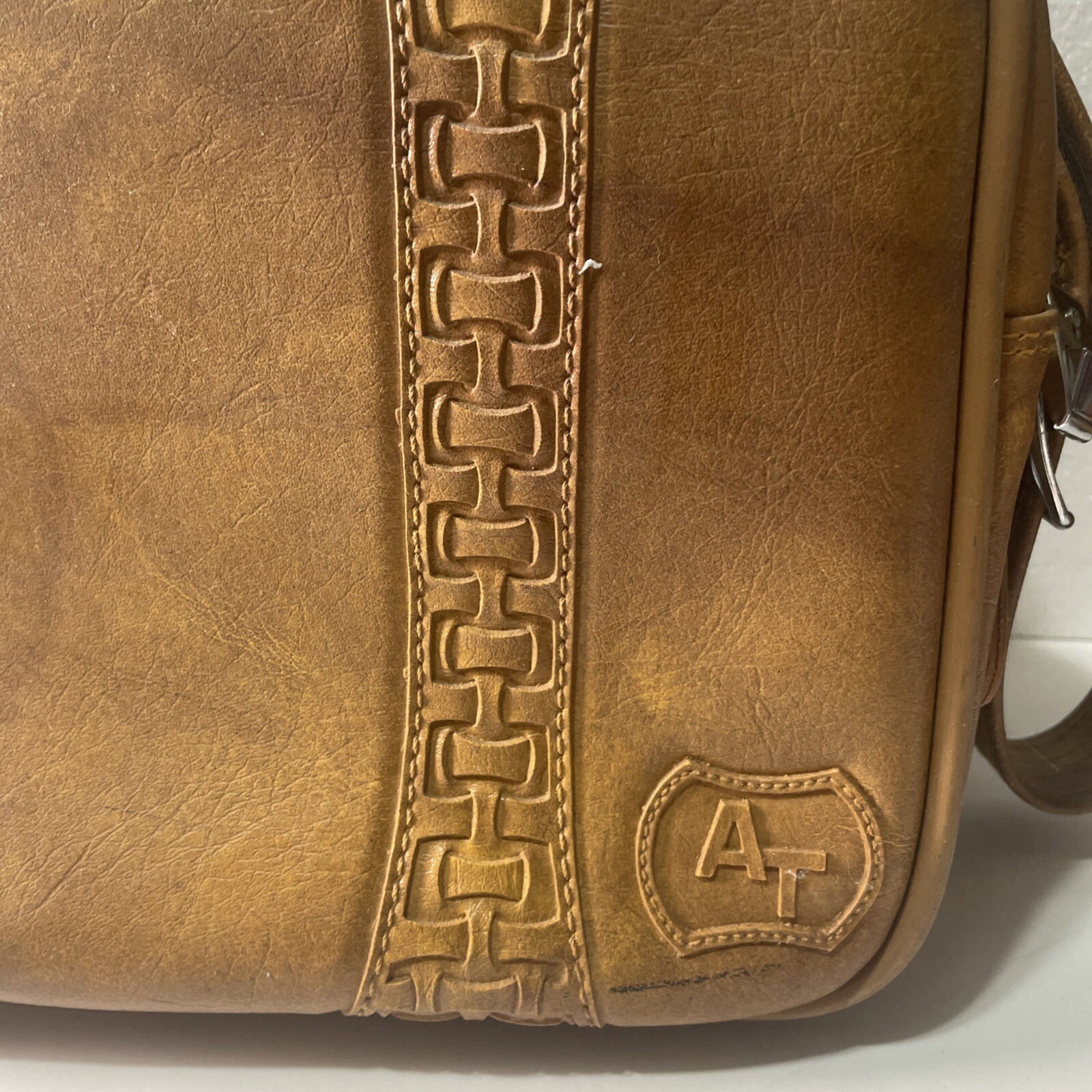 Vintage American Tourister Locking Carry On Bag 1978 Faux Leather 15×11 Brown