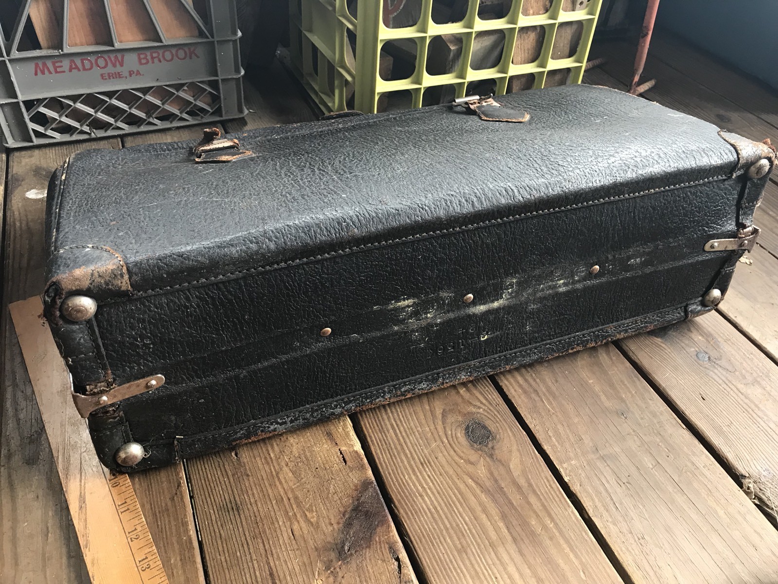Antique Softshell Luggage , Leather ? Buckle Straps