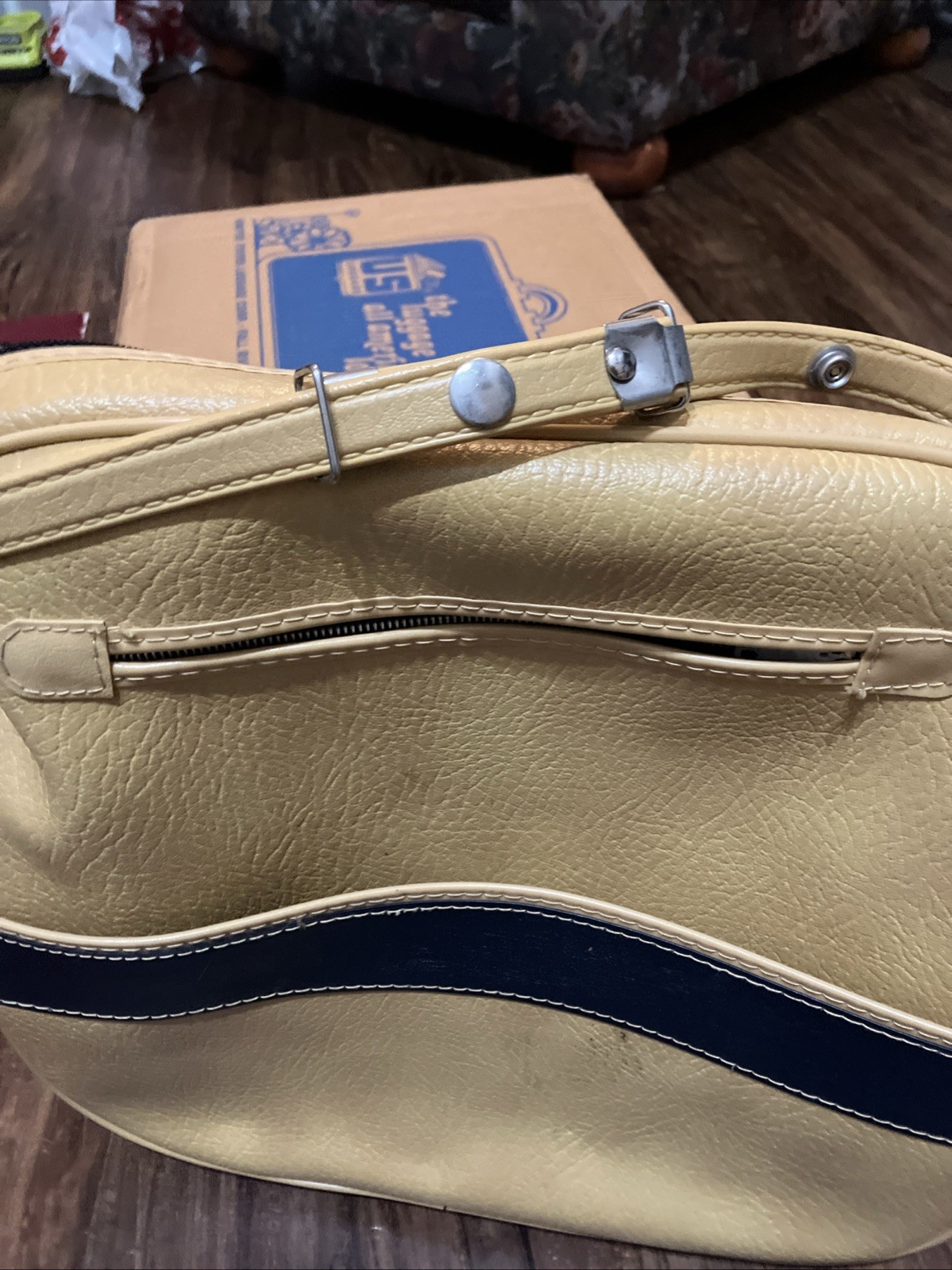 Butterscotch Tote US Luggage Corp Travel Bag One Stripe Carry On Series 5356 VTG