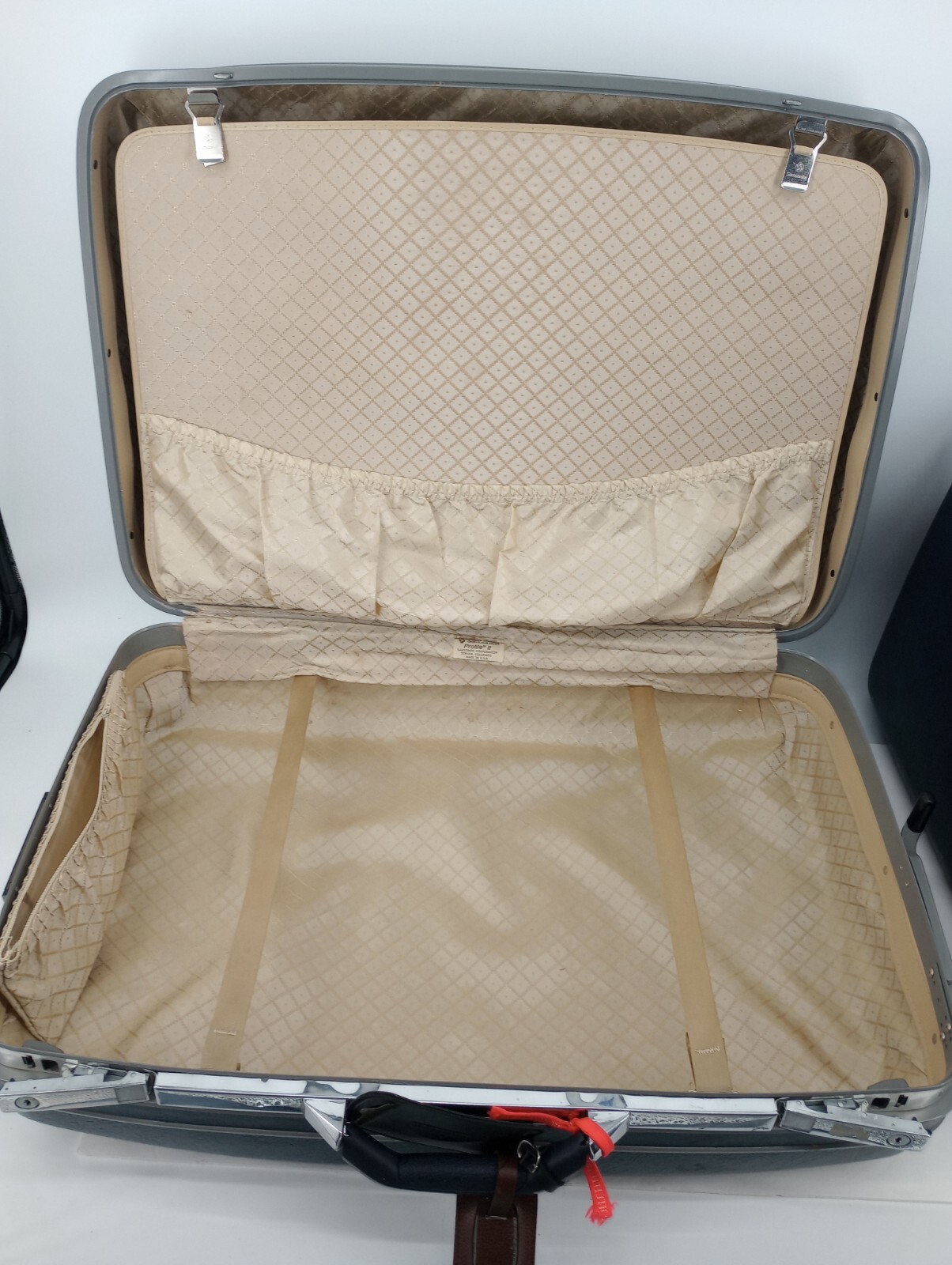 2 Vintage Samsonite Profile II Navy Blue Luggage Hard Shell Suitcases Lrg/Small